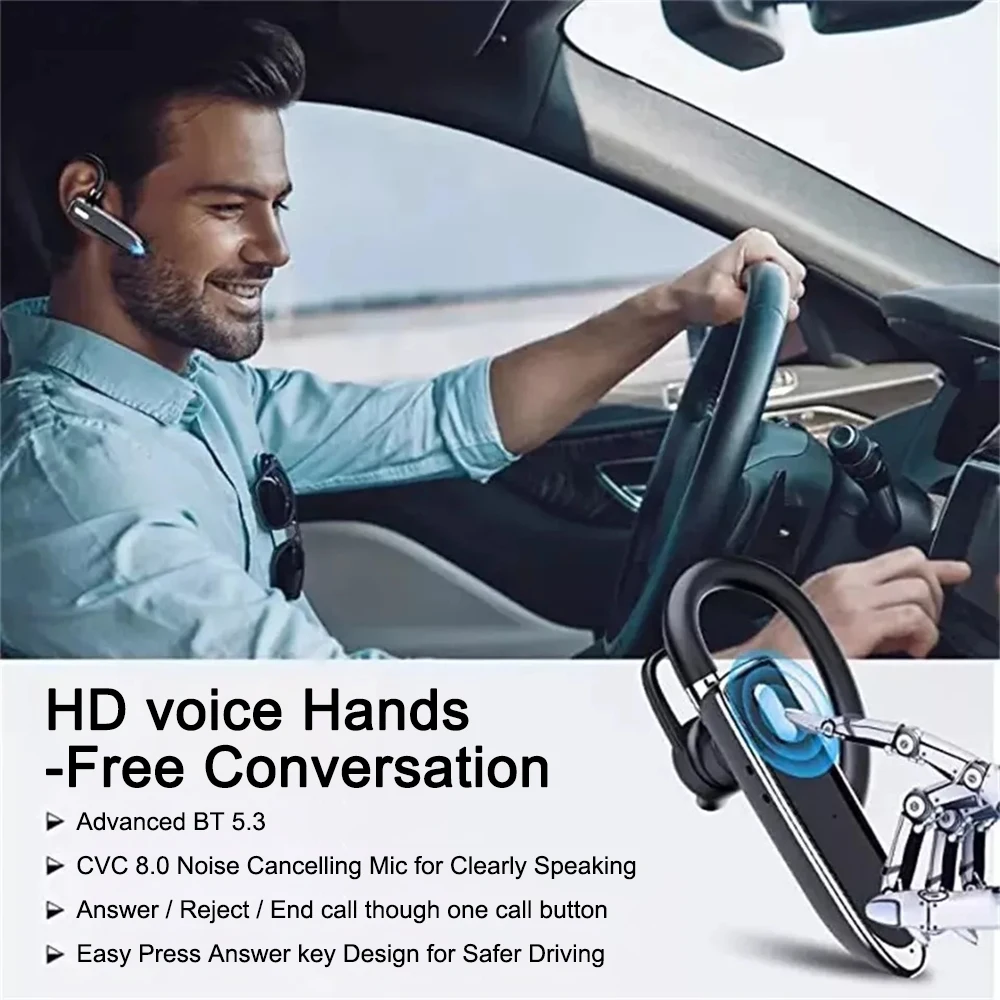 YYK-530-2 Auriculares inalámbricos Bluetooth 5,3 con micrófono dual Auriculares manos libres CVC8.0 Reducción de ruido para conducción de negocios - imagen 4