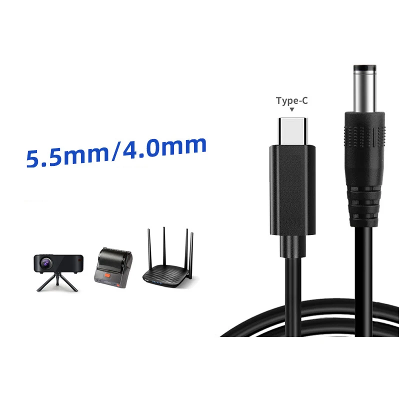 Cable USB C a DC 5,5x4mm DC 9V 12V 15V a tipo C convertidor de enchufe 65W PD adaptador de Cable de alimentación para tira LED TV BOX cámara Wi