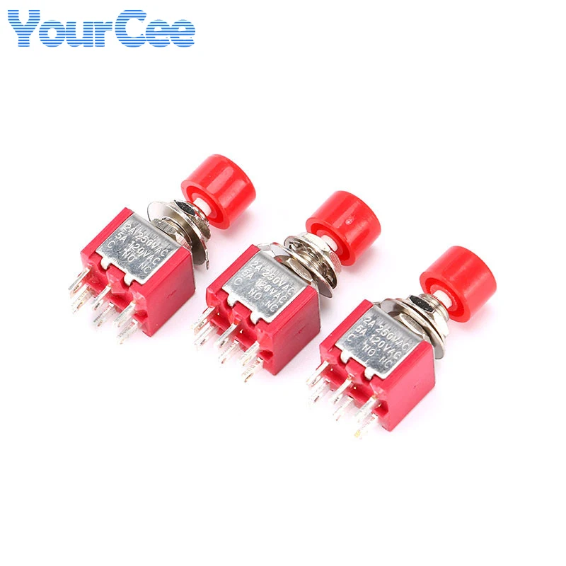 PS-102 PS-202 Mini 6mm 3pin 6pin interruptor de palanca SPDT DPDT interruptor de botón momentáneo 2A 250VAC 5A 120VAC E-TEN1 15A 2/3/4/6P - imagen 3
