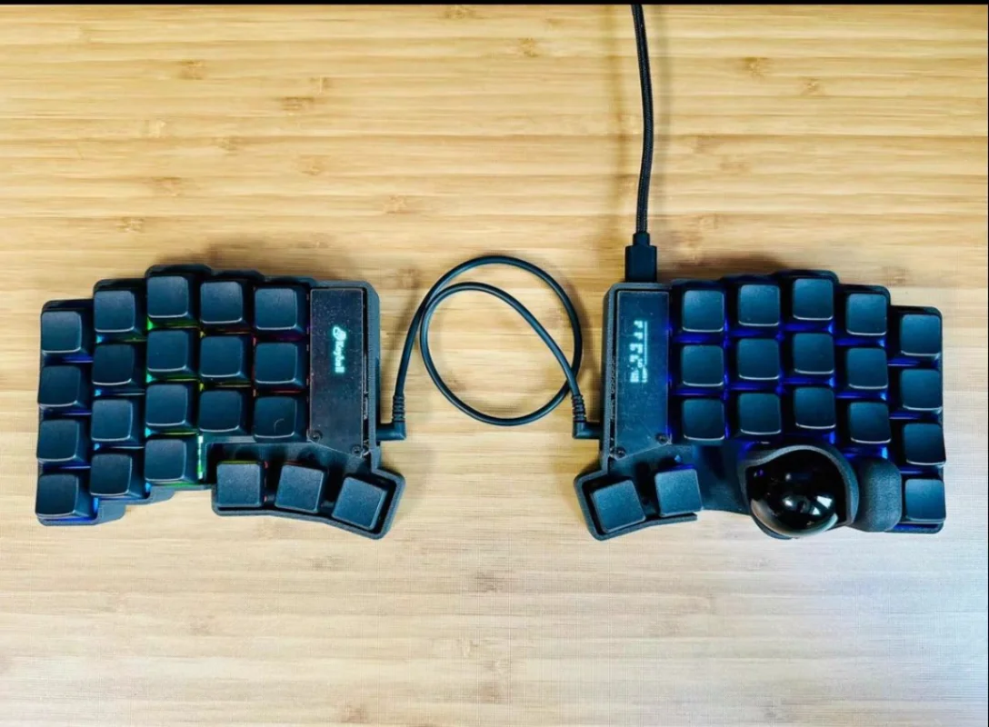 Kit de teclado mecánico dividido trackball plano, compatible con VIA/Remap, teclados ergonómicos para juegos RGB personalizados de modo único con cable, intercambiables en caliente - imagen 5