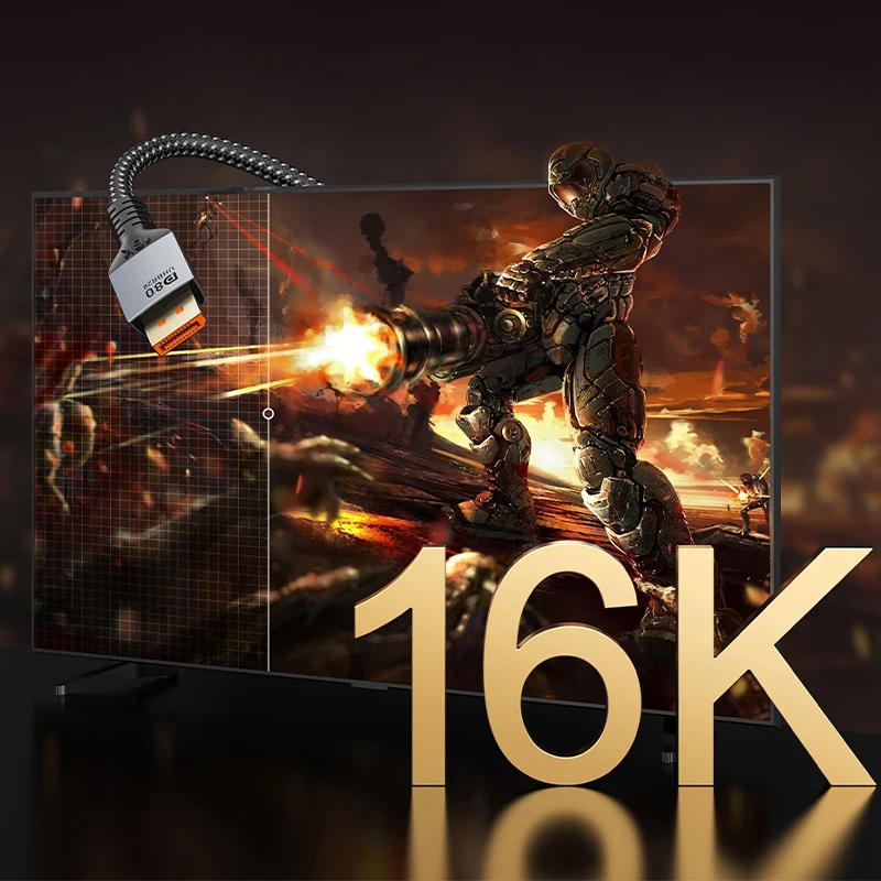 Cable CABLETIME 16K DisplayPort DP 2,1 8K @ 120Hz 4K @ 240Hz 80Gbps HDR Cable de Audio y vídeo para cámara HDTV proyector puerto de visualización de PC - imagen 2