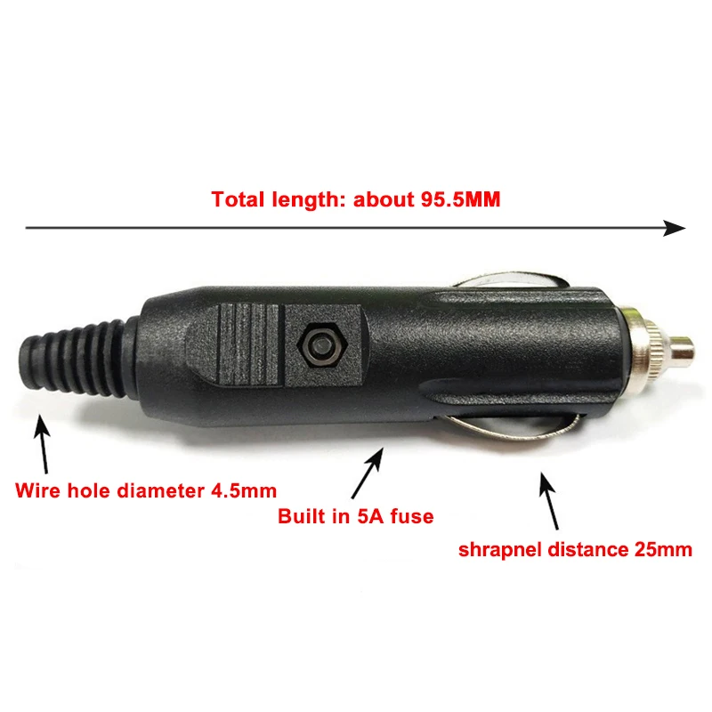 1 Uds. Cargador de encendedor de cigarrillos de coche enchufe adaptador de toma de corriente fusibles 5A con enchufe convertidor de indicador LED - imagen 5