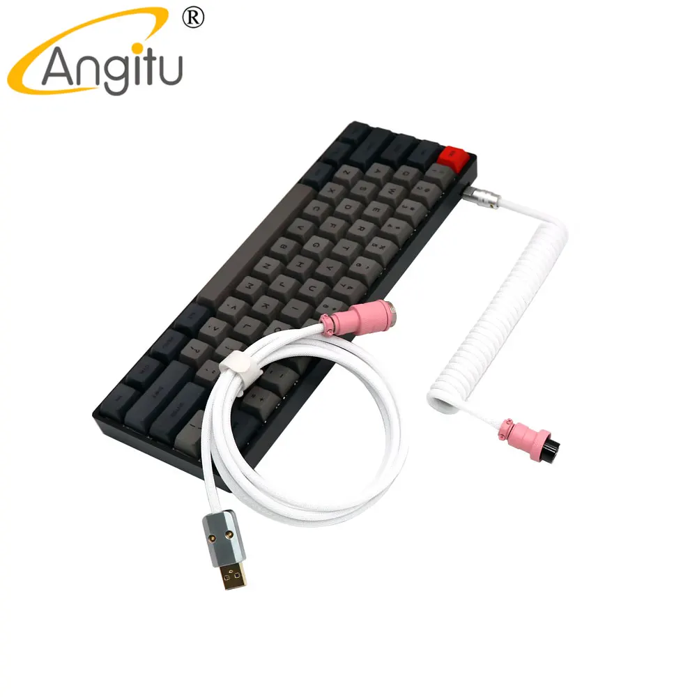 Angitu Premium teclado mecánico personalizado Cable en espiral USB invertido a Cable de aviación tipo C con carcasa de Metal USB tipo C - imagen 2