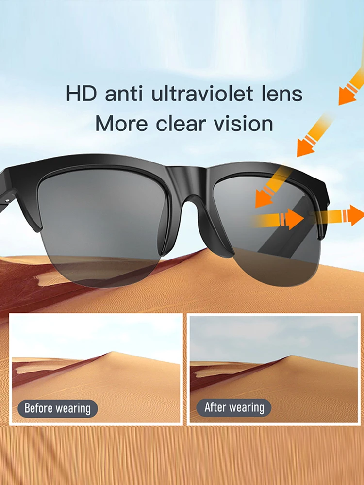 Gafas de sol multifuncionales, auriculares inalámbricos de conducción de aire, llamada de voz inteligente, auriculares para deportes al aire libre - imagen 2
