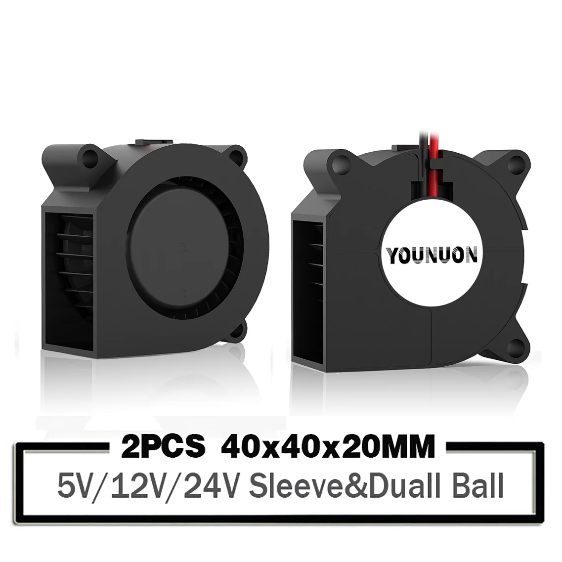 2 unids/lote YOUNUON DC 5V 12V 24V 40mm 40mm x 40mm x 20mm doble rodamiento de bolas ventilador de refrigeración de impresora 3D 4cm 4020 Turbo ventilador enfriador - imagen 2