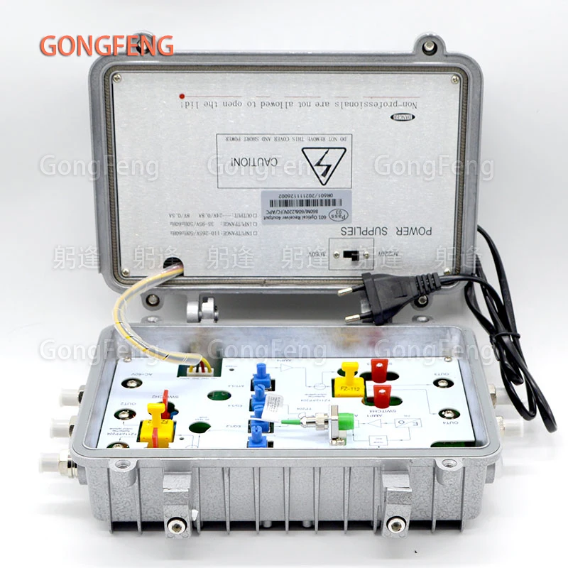 Receptor óptico de nodo FTTH CATV para exteriores, resistente al agua, 860MHz, estabilidad de señal equipada con AGC/EQ/ATT, 220V/60V, doble potencia, salida de 4 puertos - imagen 2