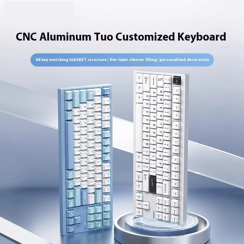 MCHOSE GX87 Teclado mecánico inalámbrico personalizado CNC aluminio intercambio en caliente 8000mah junta interruptor HIFI dinámico RGB 2,1 KG BT 2,4G - imagen 2