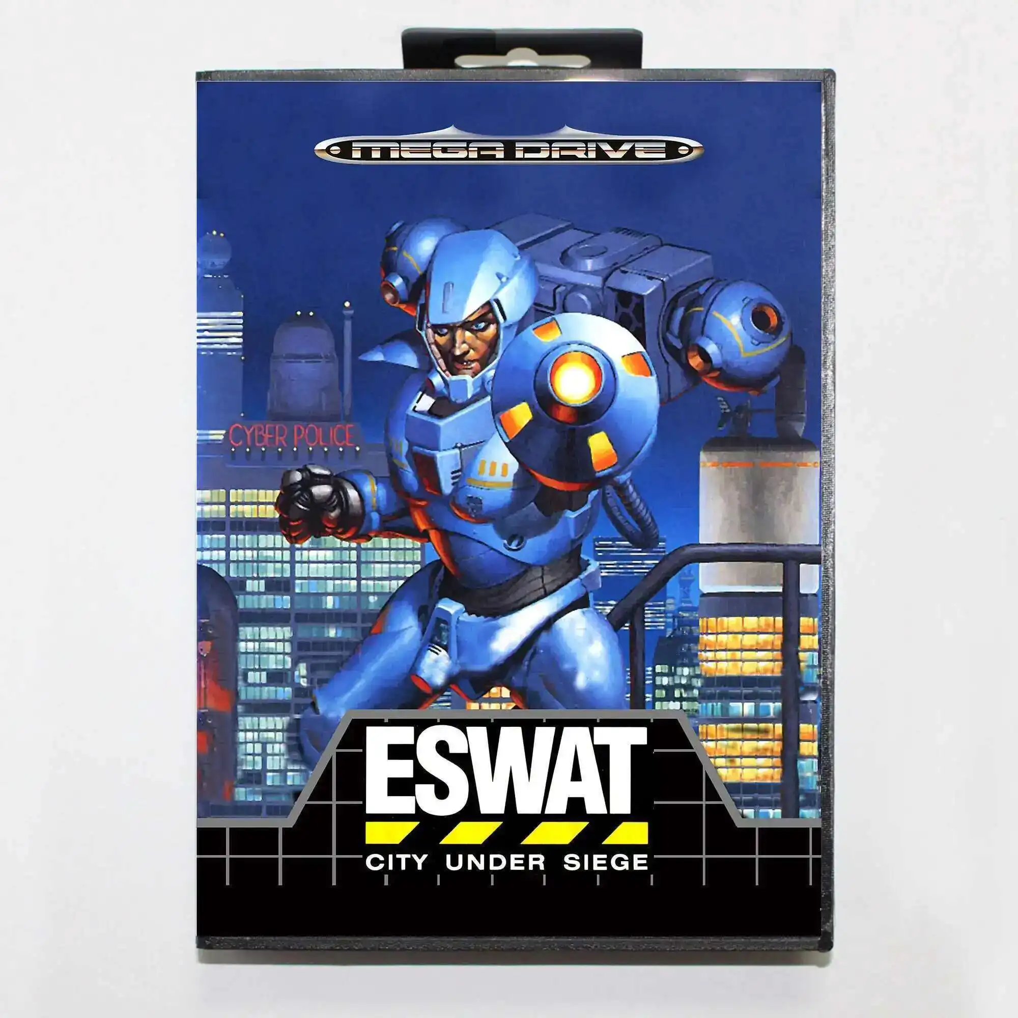 Tarjeta de juego Eswat MD con caja EUR para sistema Sega Megadrive Genesis de 16 bits