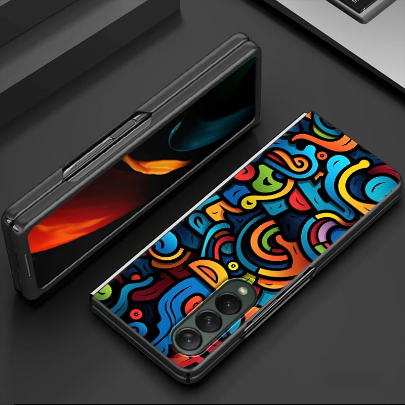 Funda trasera de teléfono con grafiti de líneas coloridas para Samsung Galaxy ZFold5 Z Fold 7 6 5 4 3 ZFold4 ZFold7 ZFold3 ZFold6 - imagen 4