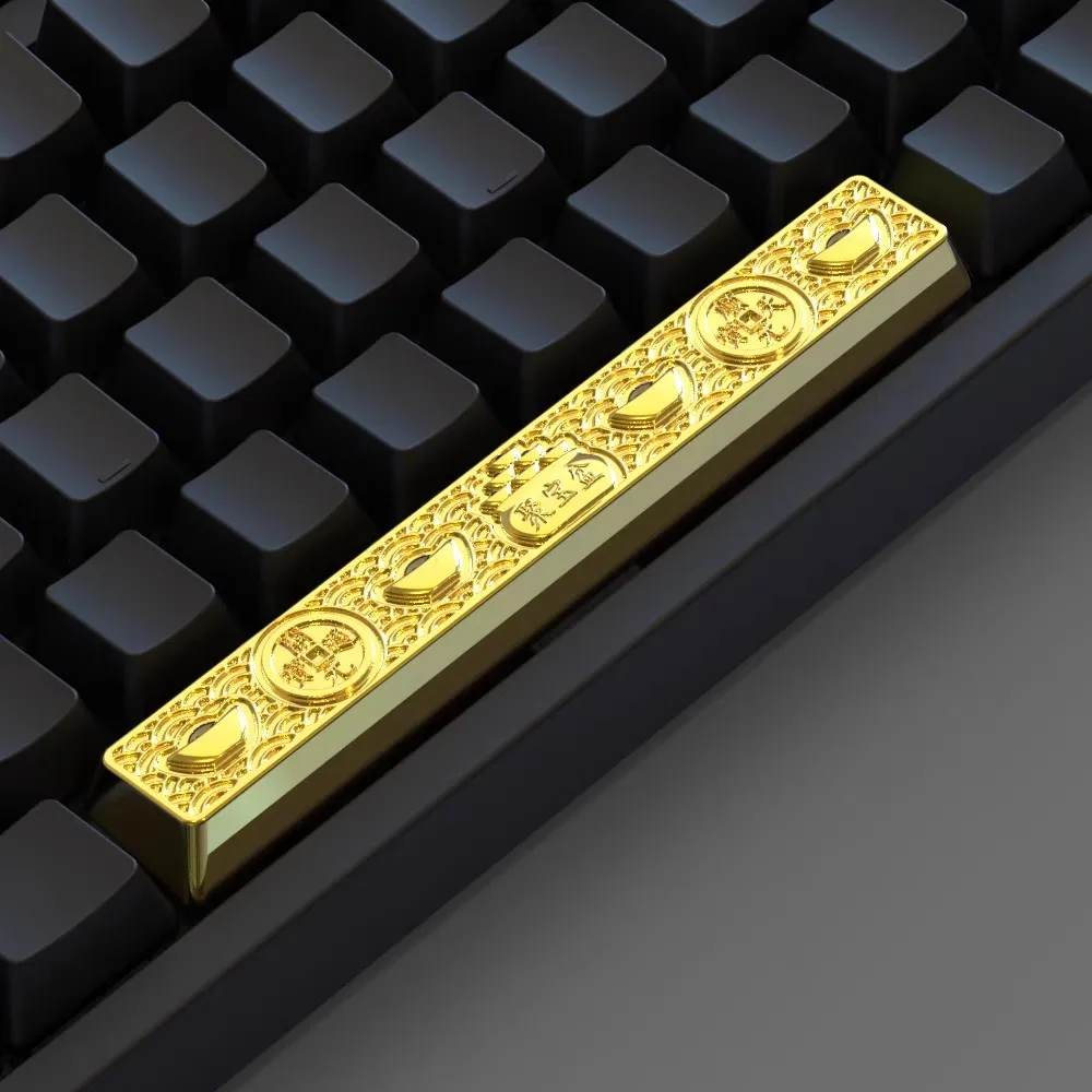 Tapa de tecla de barra espaciadora de Metal, cornucopia personalizada, punto 6.25U, teclas artesanales de cereza, teclas doradas originales, regalo para teclado mecánico