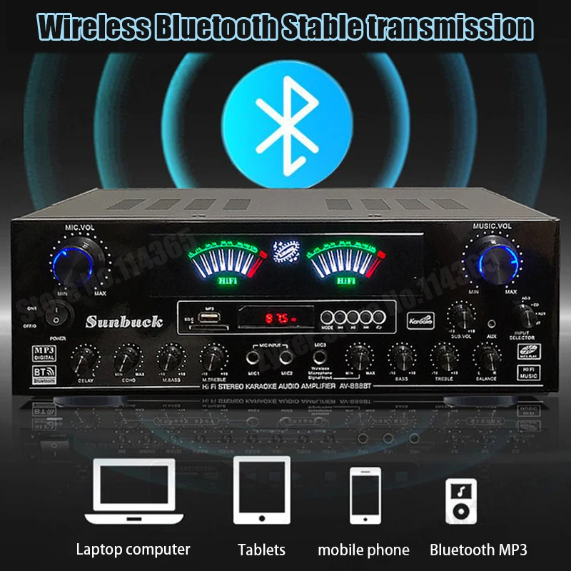 Dual 888BT Amplificador HiFi Bluetooth 4000W para coche y casa