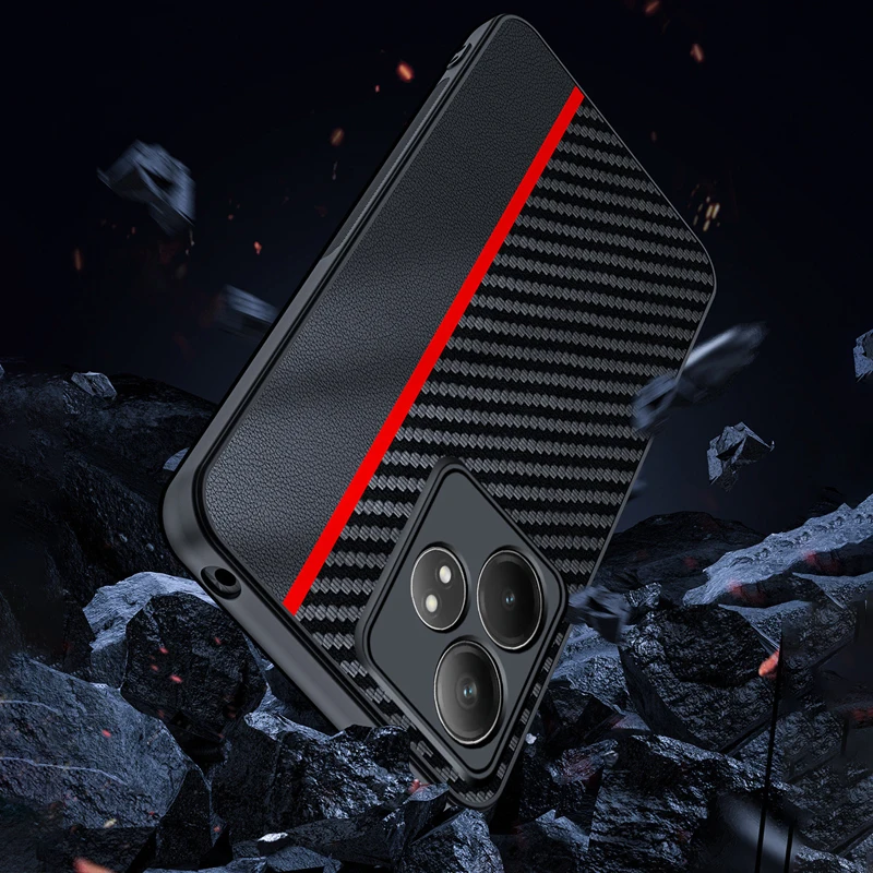 Para Realme GT 6 6T Neo 6 SE Funda de lujo con textura de fibra PU-Protección de cuero Capa Funda para Realme GT Neo 6 Funda a prueba de golpes - imagen 4