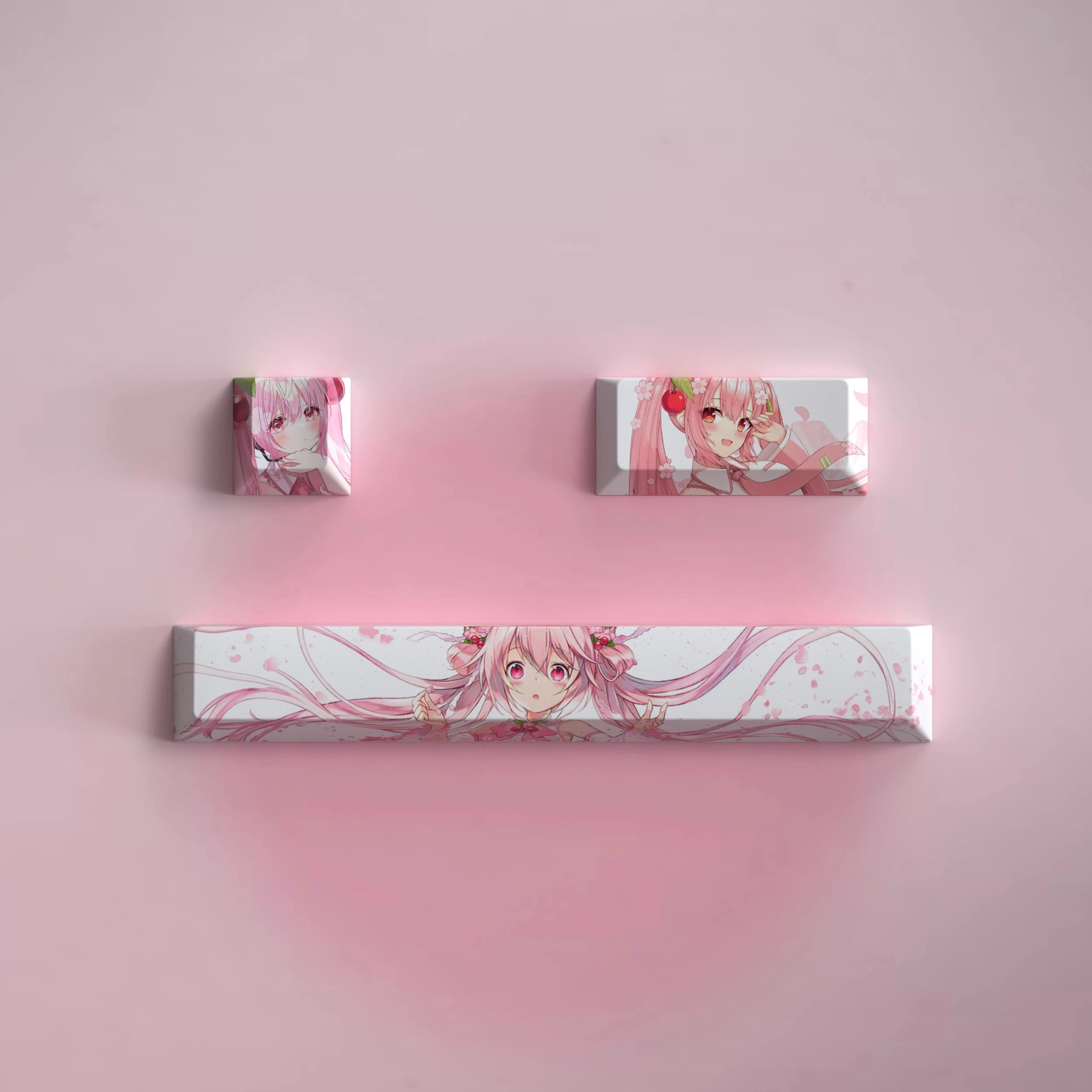 Juego de 3 teclas de chica bonita ESC 2.25U Enter 6.25U, tapa de llave de barra espaciadora, perfil de cereza, juegos de Anime, tapas de teclas de dibujos animados para interruptor MX - imagen 2