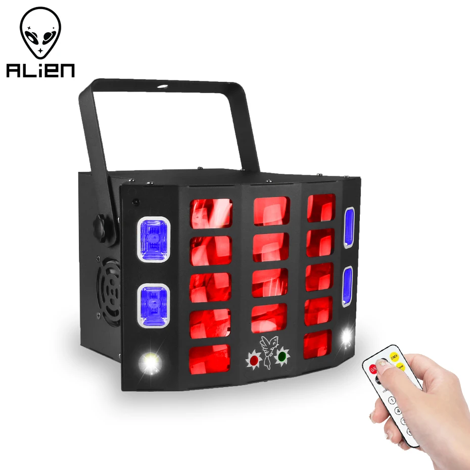 ALIEN-patrones de teñido LED para discoteca, luz estroboscópica de mezcla láser para escenario, fiesta, boda, vacaciones, evento, espectáculo en vivo, lámpara activada por sonido, 5 en 1 - imagen 2