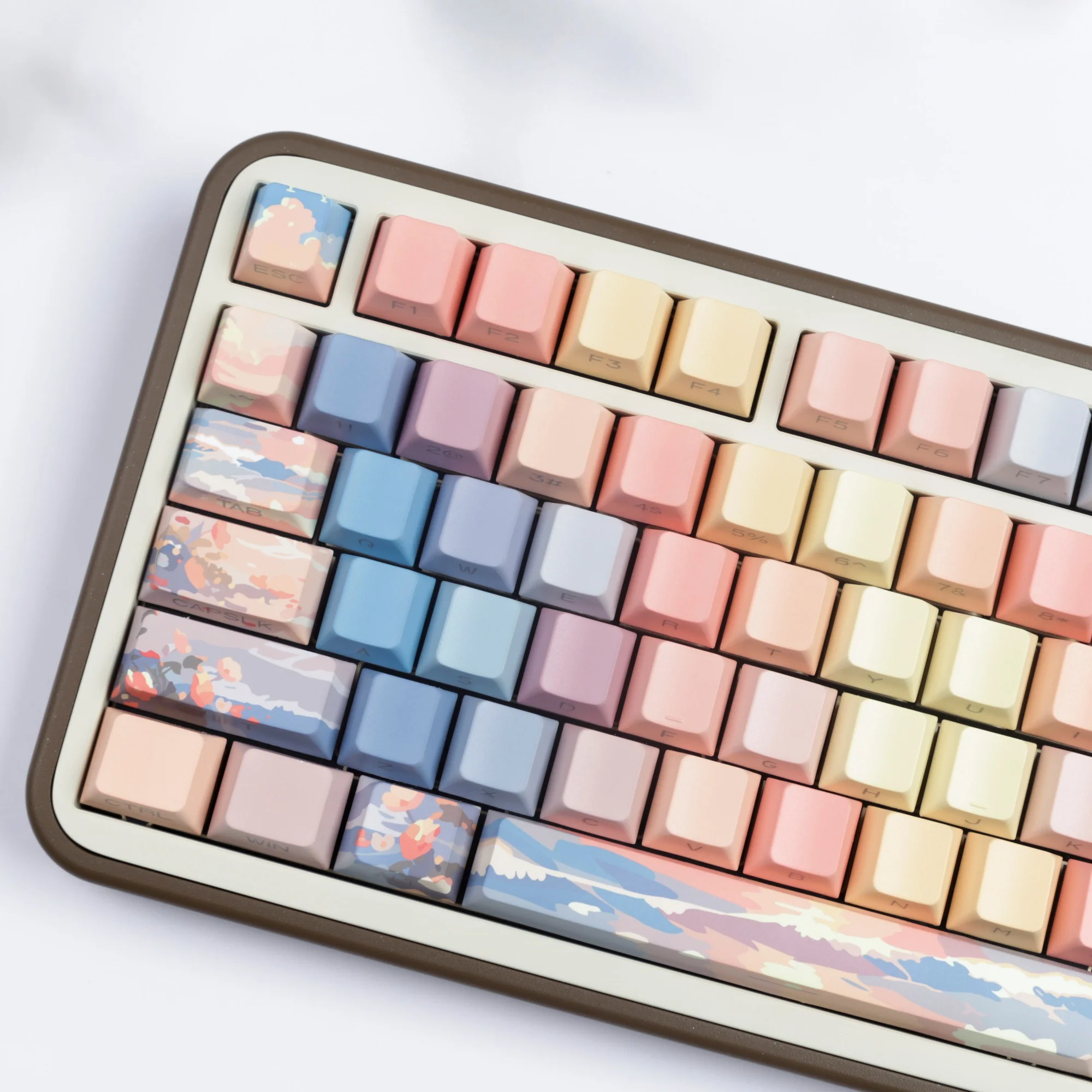 Teclas impresas laterales degradadas, teclas con perfil de cereza, Sub PBT, retroiluminadas para interruptores ISO MX, teclado de jugador, Epomaker Rainy 75 - imagen 5