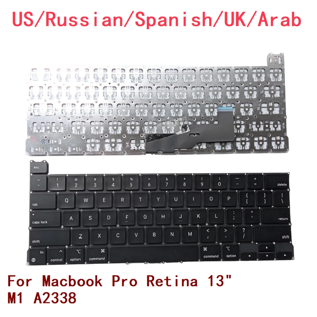 Teclado para ordenador portátil Apple Macbook Pro Retina 13 ", M1, A2338, Notebook, PC, nuevo, EE. UU., ruso, español, Reino Unido, Árabe