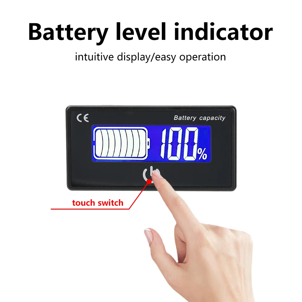 Pantalla indicadora de batería multifunción JS-F8 DC 8-100V ℃ / ℉   Medidor de interruptor táctil de temperatura de batería de voltaje conmutable - imagen 5