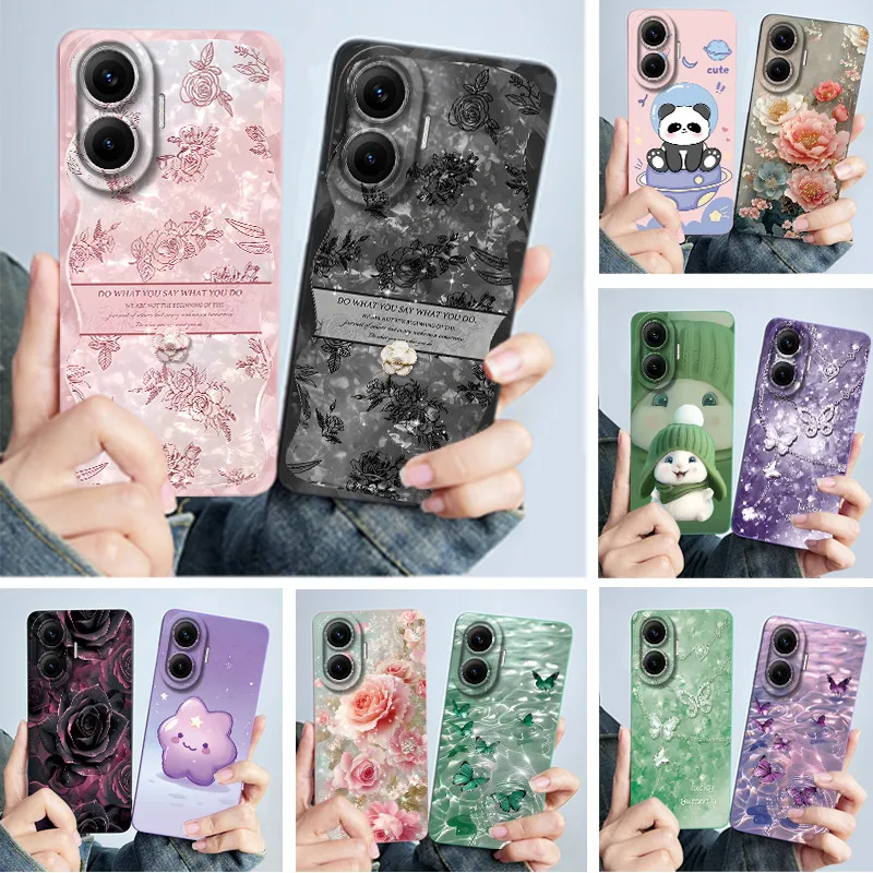 Para Xiaomi Poco F7 PocoF7 Funda Redmi Turbo 4 Pro Funda moda simplicidad pintura al óleo Floral Líquido silicona suave Funda de teléfono