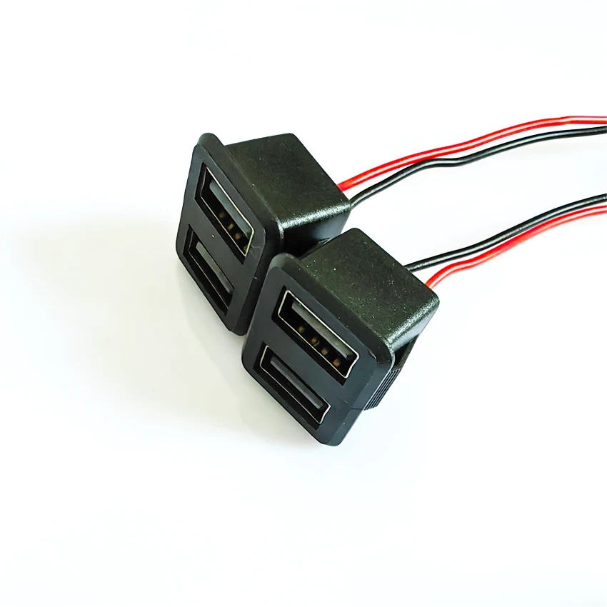 Enchufe hembra de base USB de doble capa, 1 piezas, lámpara de carga, toma de corriente con conector de cable - imagen 3