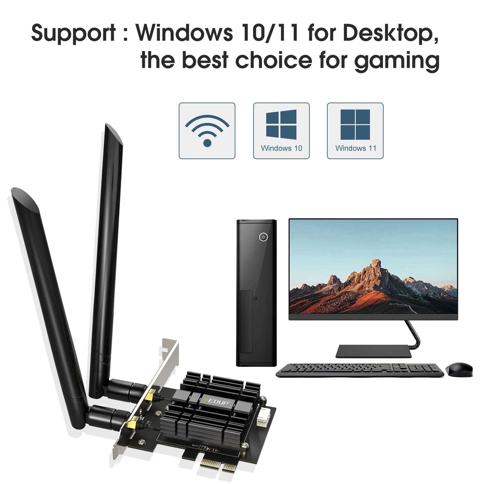 EDUP 9651GS-B WiFi 6E adaptador WiFi PCIE Bluetooth 5,3 tarjeta de red inalámbrica tarjeta PCIe inalámbrica 2,4G/5,8G/6GHz WiFi de alta velocidad - imagen 4