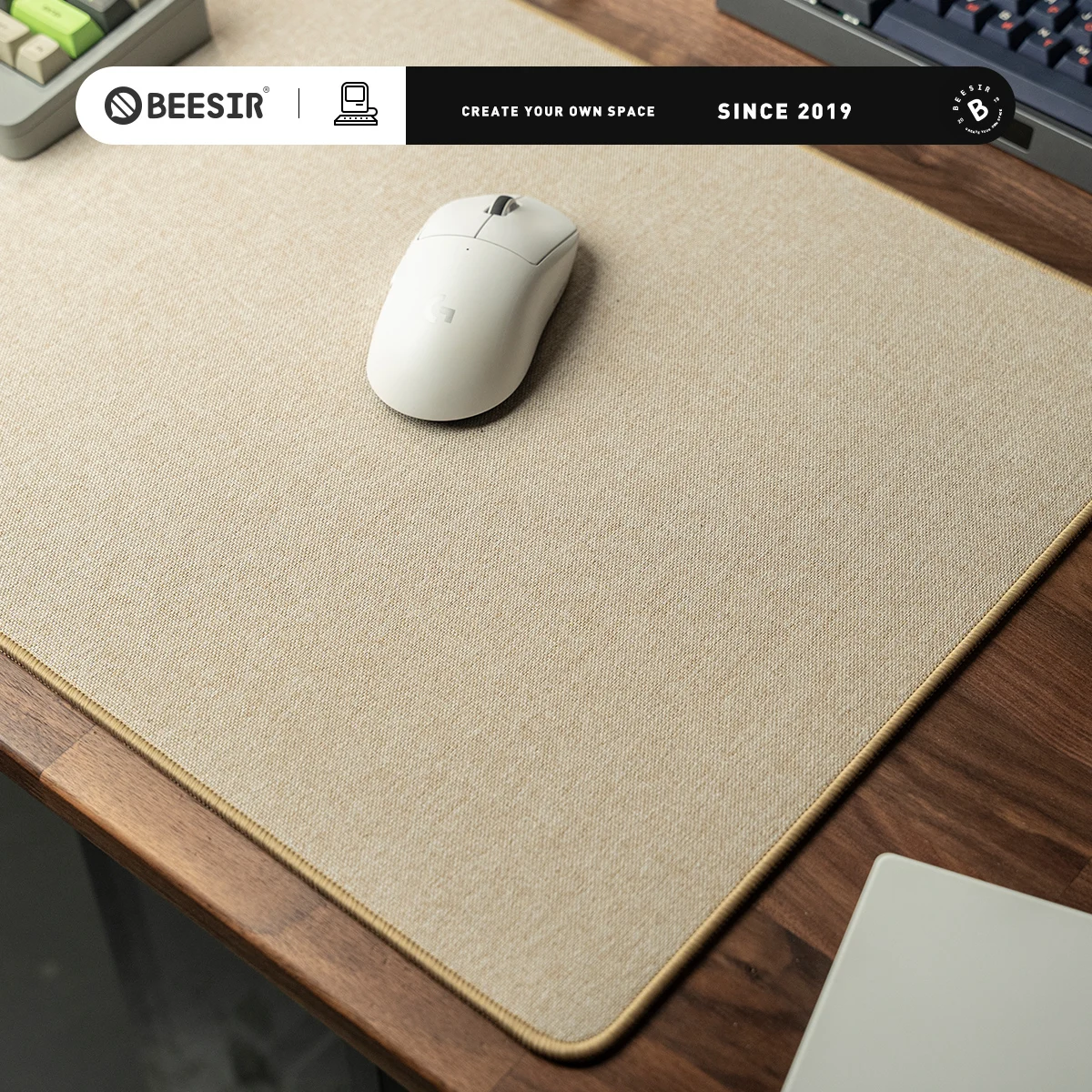 Alfombrilla de lino para teclado y ratón, alfombrilla de escritorio grande personalizada con absorción de impacto, impermeable, para teclado de juegos de oficina, engrosamiento de lino y algodón - imagen 5