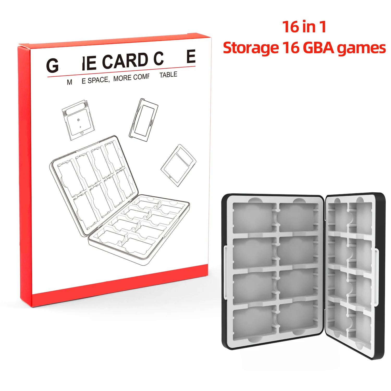 Para caja de almacenamiento de tarjetas de juego GBA 16 en 1, organizador magnético para cartuchos Game Boy Advance