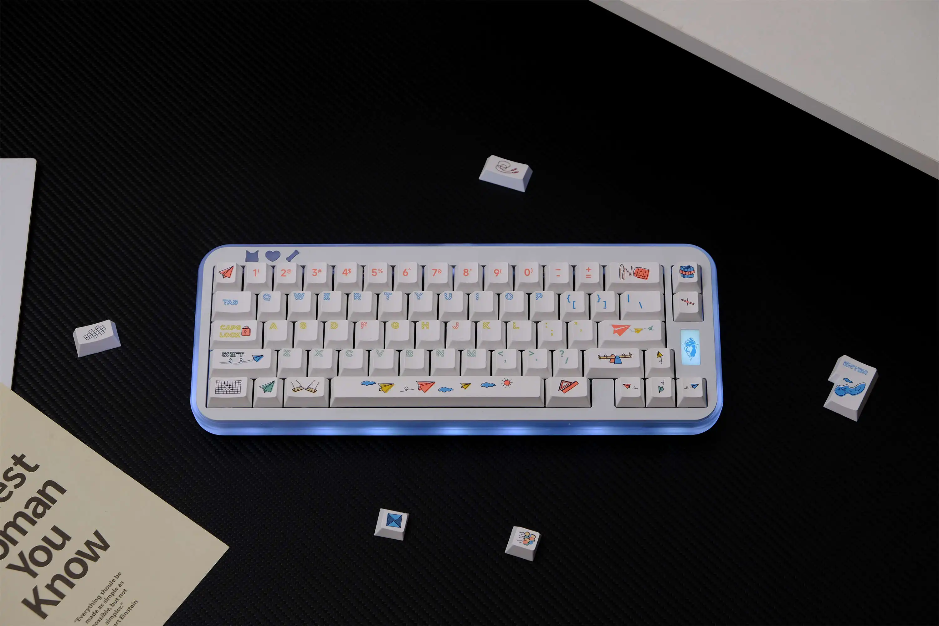 Teclas de avión de papel, Material PBT de 151 teclas, perfil de cereza, DYE-SUB personalizado para teclado mecánico CHERRY MX Switch Wooting