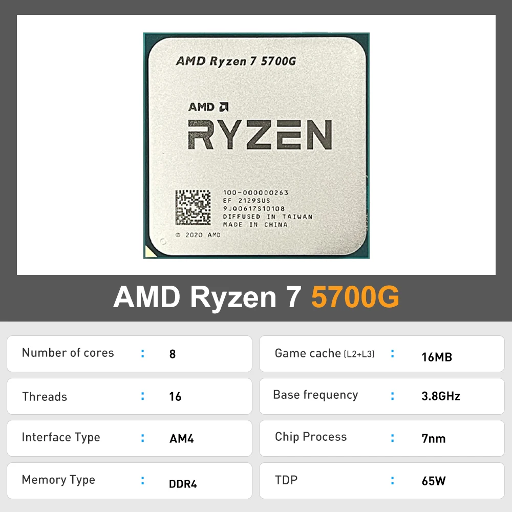 AMD Ryzen 7 5700G R7 5700G CPU placa de video Chips integrados de escritorio GPU juego Oficina CPU Socket procesador AM4 - imagen 4