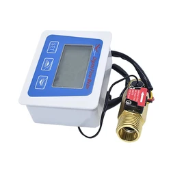 Medidor de flujo agua digital LCD con sensor temperatura G1/2