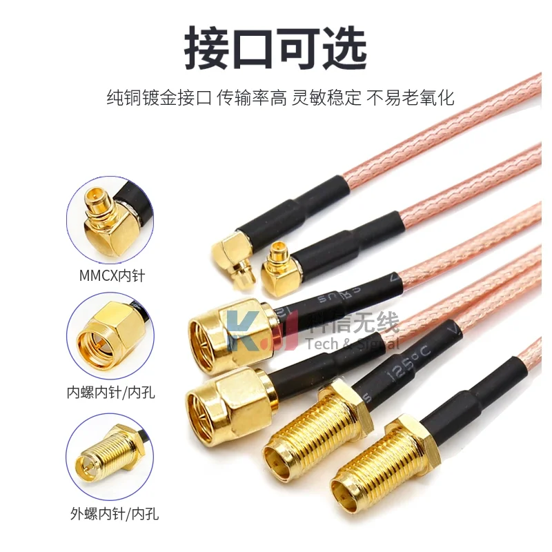 MMCX-J Macho curvo a SMA-K-J Hembra Macho RG316 Línea chapada en plata Cable de extensión Sma a mmcx - imagen 4