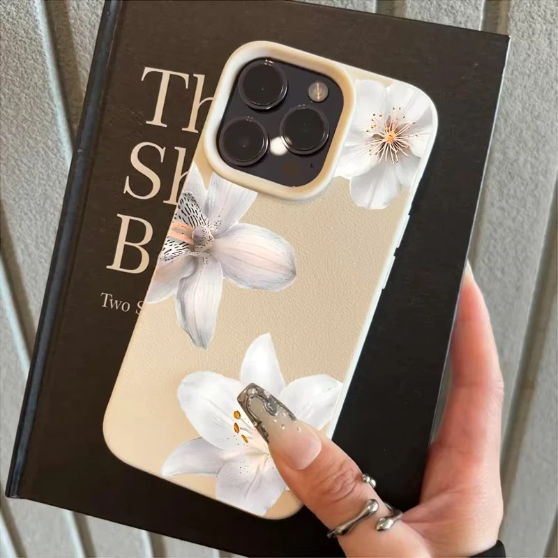 Funda de teléfono con flor de lirio blanco para iPhone 17 Pro Max 16 15 14 13 12 11 17 Air 15Pro 16 Plus X XS XR, funda trasera de TPU suave a prueba de golpes - imagen 4