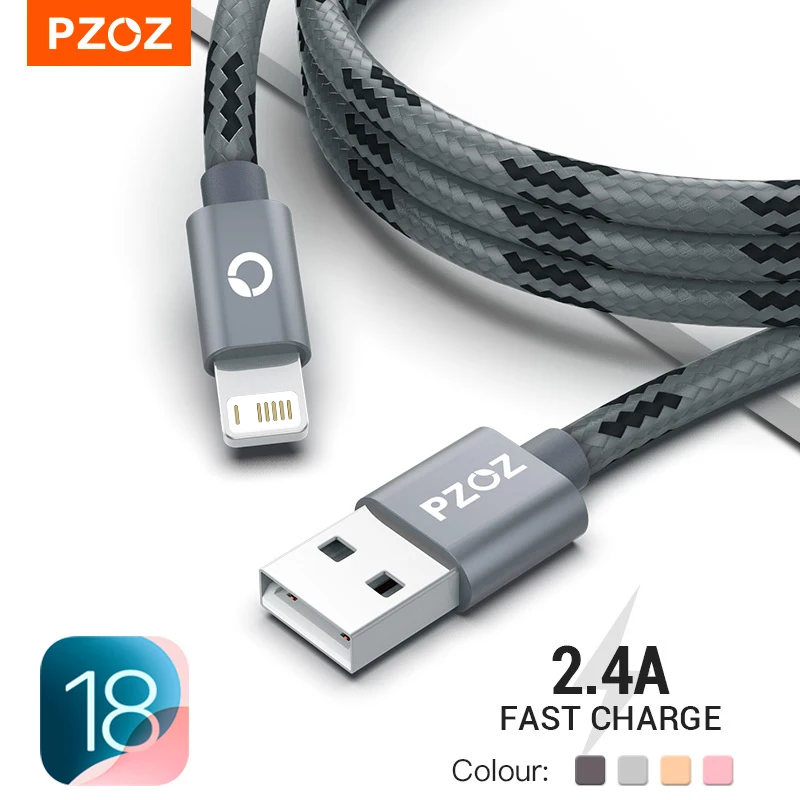 PZOZ Cable Usb para cable de iphone 14 13 12 11 pro max Xs Xr X SE 2 8 2 8 2 8 2 8 7 6 plus 6s 5s ipad aire mini 4 rápido cables de carga para cargador iphone charger accesorios 1M 2M usb cable