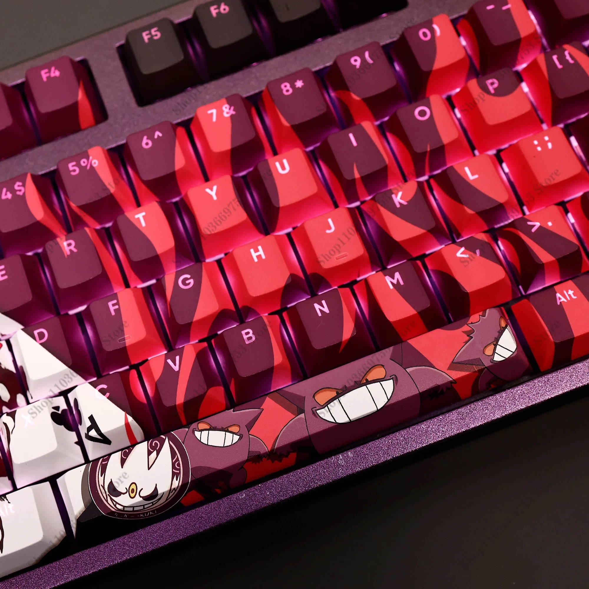 Gengar Pokemon Anime Keycaps para DIY Material PBT personalizado 108 teclas/juego sublimación OEM altura Teclado mecánico llaves regalos - imagen 3