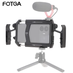 FOTGA Jaula para Smartphone de metal Rig Vlogging con manijas
