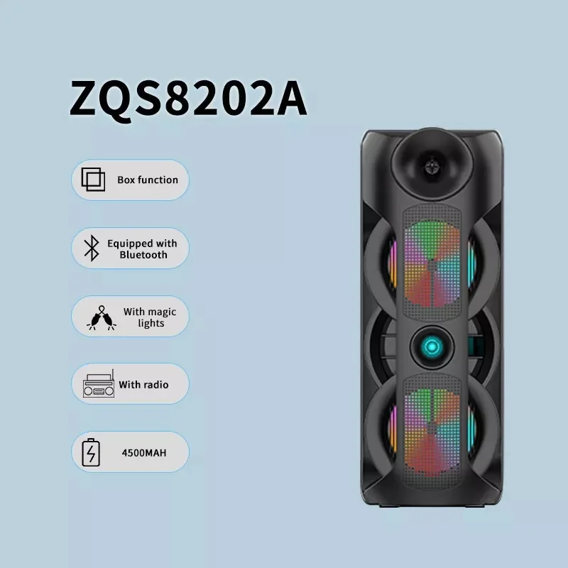 Altavoz doble para exteriores de 80W, altavoz Bluetooth de baile cuadrado de 8 pulgadas, tarjeta inalámbrica portátil, Subwoofer, canción K, caja de sonido grande, estéreo 3D - imagen 3