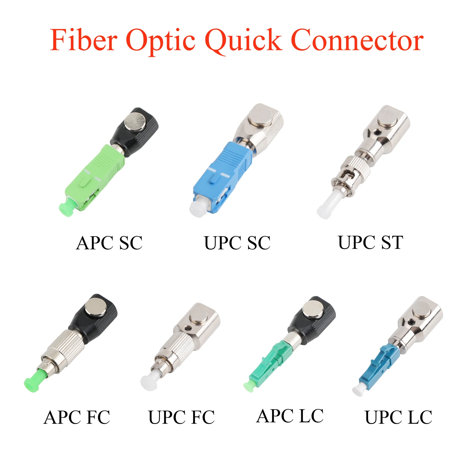 Conector rápido de fibra óptica UPC/APC FC LC SC ST macho monomodo adaptador de captura rápida redonda montaje de campo conveniente