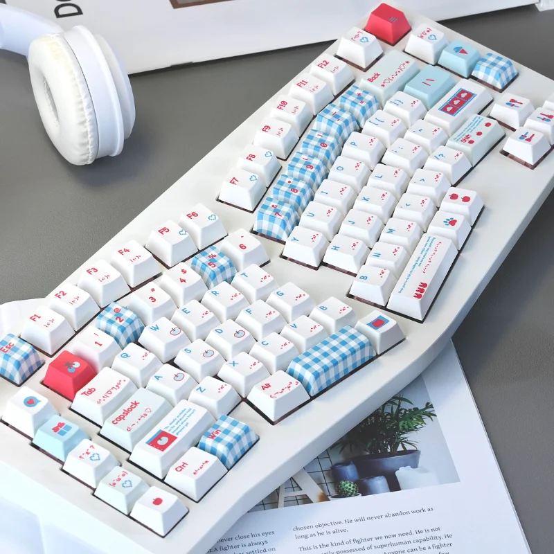 Guoguo Yan texto Keycap Cherry Moa Alice diseño Isol forma entrar clave azul blanco azul rojo Simple rejilla Keycap - imagen 5