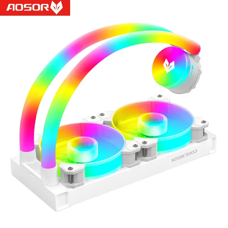 Radiador de agua RGB CPU AIO 240 para Intel AMD, Control de temperatura PWM, disipador de calor de CPU de ordenador todo en uno ARGB AURA SYNC - imagen 3