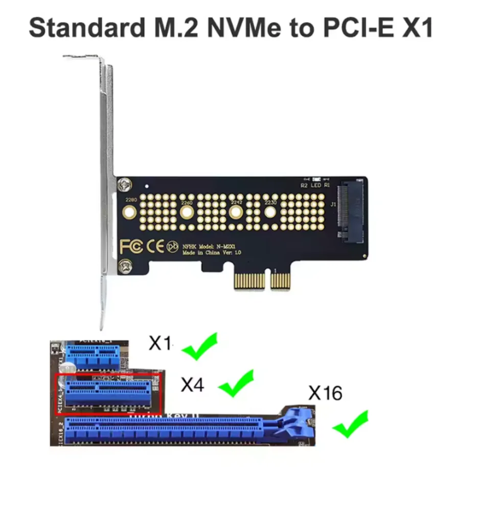 Tarjeta adaptadora M.2 NVME SSD a PCIe 4,0, 64Gbps, llave M PCIe4.0 X1 X4 para PC de escritorio PCI-E GEN4, velocidad completa - imagen 2