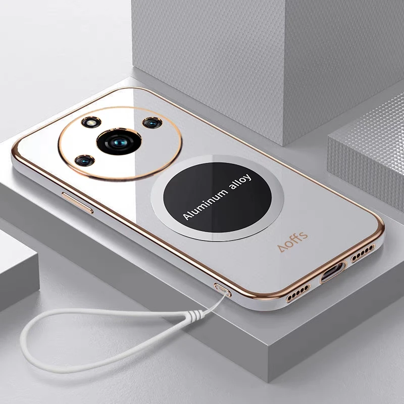 Funda trasera protectora magnética para móvil, carcasa suave chapada para OPPO Realme 11 10 Pro Plus, Realme11 11Pro 10 - imagen 3