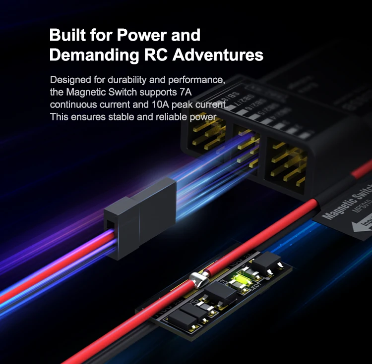Unidad de interruptor SkyRC RC MPS010 interruptor de alimentación magnético DC 3-13V 7A interruptor magnético para sistema receptor Control remoto aviones de vela de coche - imagen 2