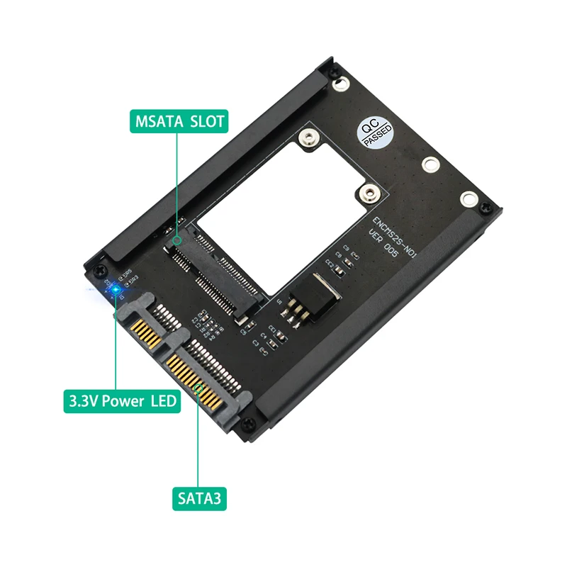 Tarjeta adaptadora mSATA SSD a 2,5 "SATA 3,0 III, placa elevadora con soporte de marco, compatible con tamaño completo mSATA SSD 6Gps para computadora de escritorio - imagen 4