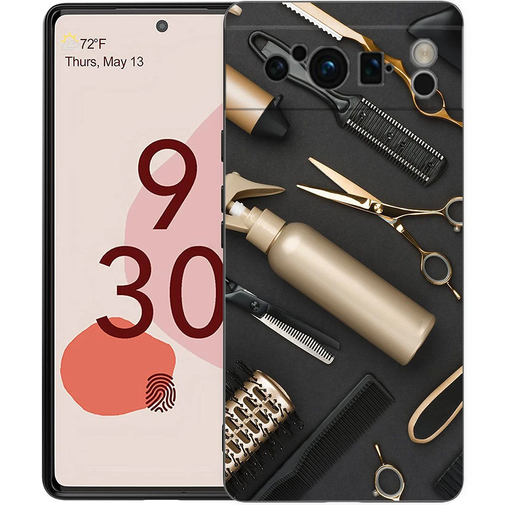 Herramientas de estilista de barbería, funda de teléfono para Google Pixel 9 8 7 6 Pro XL 8A 6A 7A 5G, funda negra de TPU suave a prueba de golpes - imagen 3
