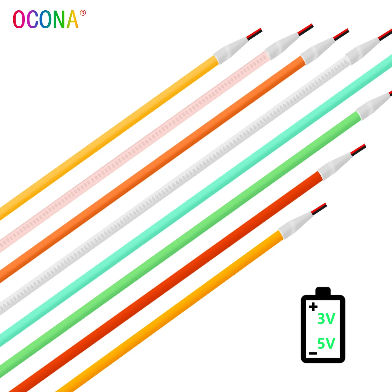 Tira de luces LED COB súper fino de 5V y 3mm para decoración DIY de juguetes, luces de cinta flexibles blancas frías alimentadas por batería USB de 480LED/m, color rojo