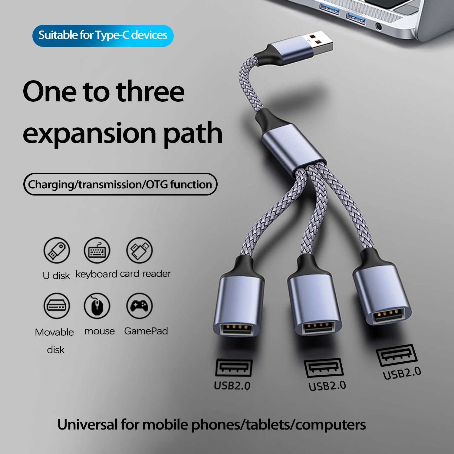 UTHAI YO3 USB uno a tres espaciador de expansión de base de expansión convertidor OTG multiinterfaz adaptador de concentrador de computadora móvil