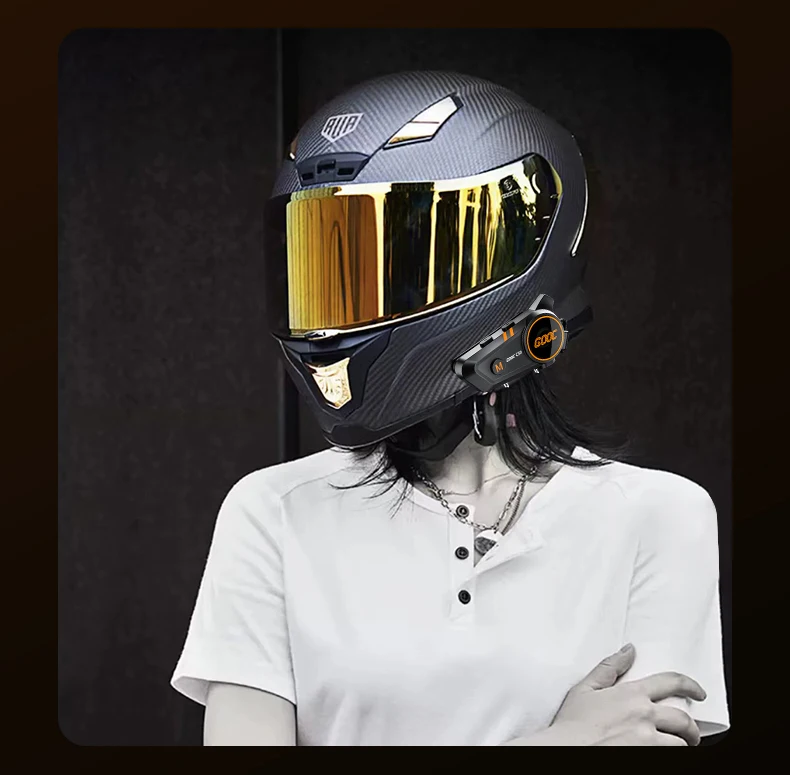 Casco de motocicleta con graves pesados envolvente 3D, auriculares estéreo con Bluetooth, llamada manos libres, IPX7, resistente al agua con luz ambiental tricolor - imagen 5