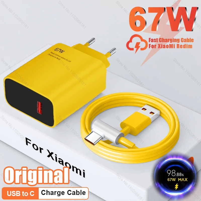 Cargador USB tipo C para teléfono Xiaomi, accesorio de carga Ultra rápida, 67W, Max, Note 12 Redmi, Turbo, Poco F5 Pro - imagen 2