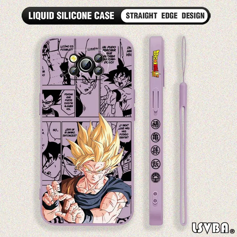 D-Dragon Ball Comic Goku Cool Cover para Xiaomi Poco X6 X5 X4 X3 M6 M5 M3 F6 F5 F4 F3 GT Pro 5G funda de teléfono con cuerda izquierda líquida - imagen 4
