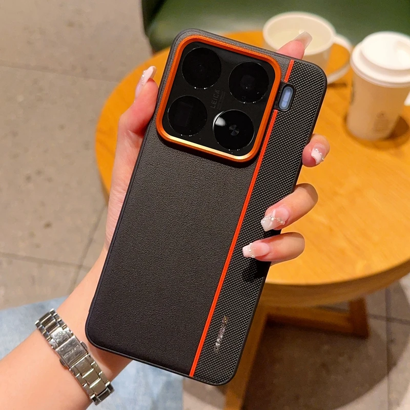 Para Xiaomi 15 15 Pro 14 15S Pro funda de lujo de cuero PU empalme de colores funda protectora ultrafina para Xiaomi Mi 14 - imagen 3