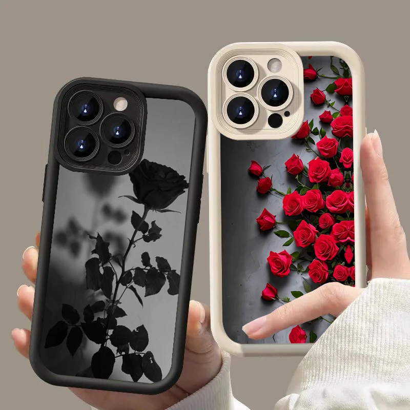 Funda de teléfono suave de silicona con flor de rosa roja para Xiaomi Mi 15 14T 14 13T 13 12 11 Lite 4G NE Poco X6 X5 X3 F5 F6 M6 X7 Pro - imagen 2